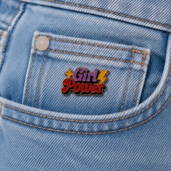 Girl Power Enamel Pin – Retro Feminist Lapel Pin for Women Empowerment & Girls Gifts