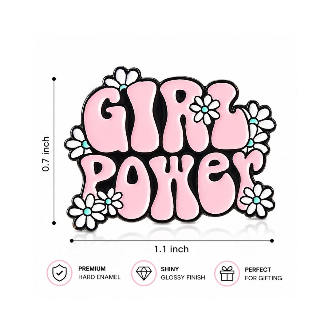 Girl Power Floral Enamel Pin – Cute Pink Daisy Feminist Lapel Pin for Women & Empowerment Gifts - Image 3