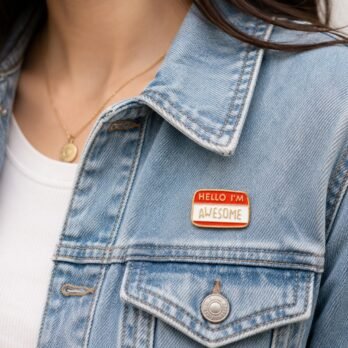 Hello I’m Awesome Enamel Pin – Cute Name Tag Lapel Pin for Self-Confidence & Positivity Gifts