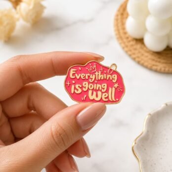 Everything Is Going Well Hard Enamel Lapel Pin Badge | Positive Quote Pin with Gold Tone Lettering for Jackets, Bags & Backpacks
