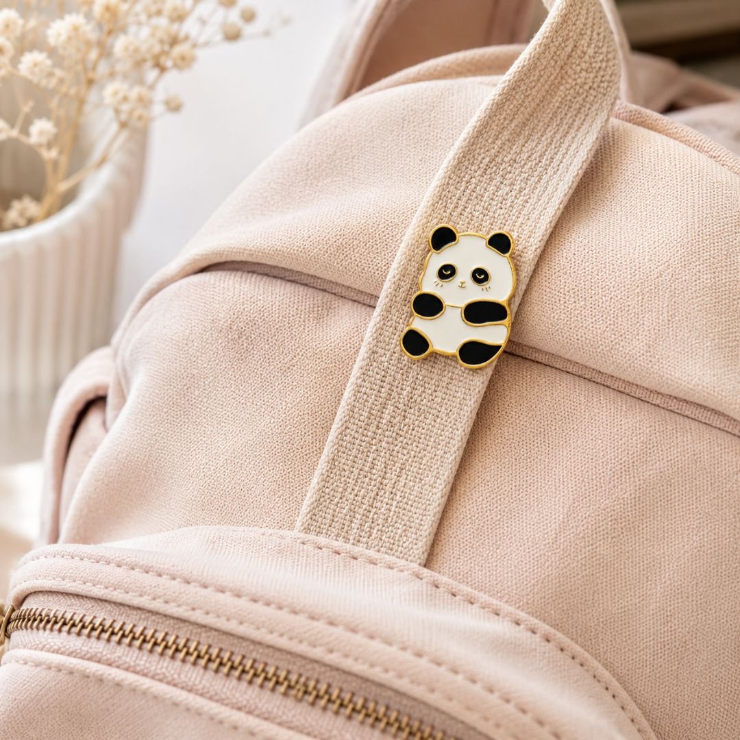 Cute Panda Enamel Lapel Pin | Gold Tone Kawaii Panda Metal Brooch Badge | Premium Hard Enamel Pin for Bags, Jackets & Backpacks - Image 2