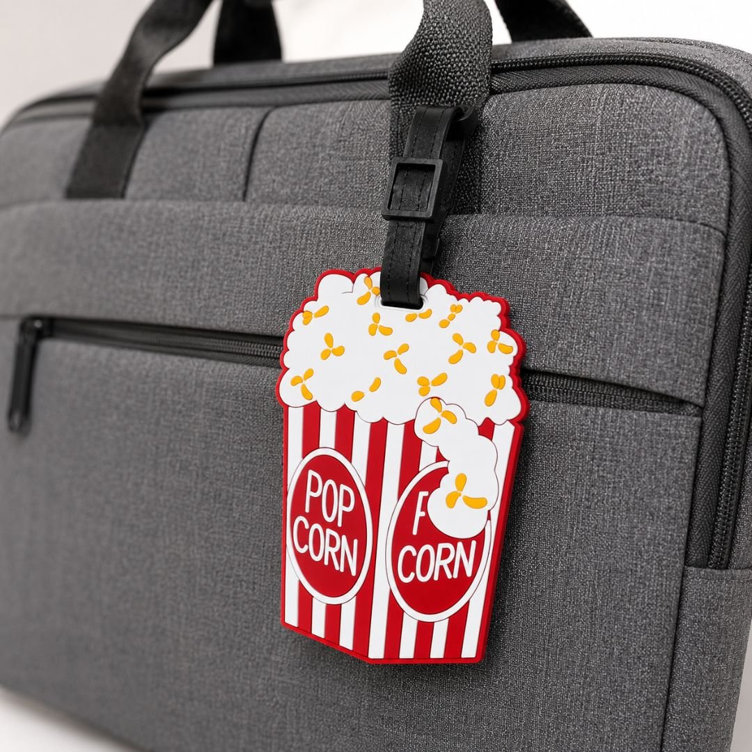 Popcorn Silicone Luggage Tag | Premium Travel Bag Tag with Hidden Personal Information Card | for Suitcases, Cabin Bags & Backpacks - Image 2