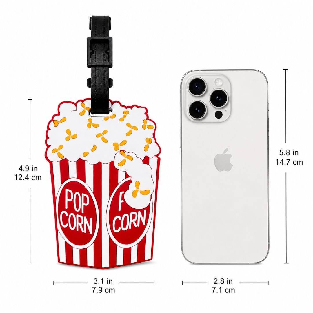 Popcorn Silicone Luggage Tag | Premium Travel Bag Tag with Hidden Personal Information Card | for Suitcases, Cabin Bags & Backpacks - Image 4