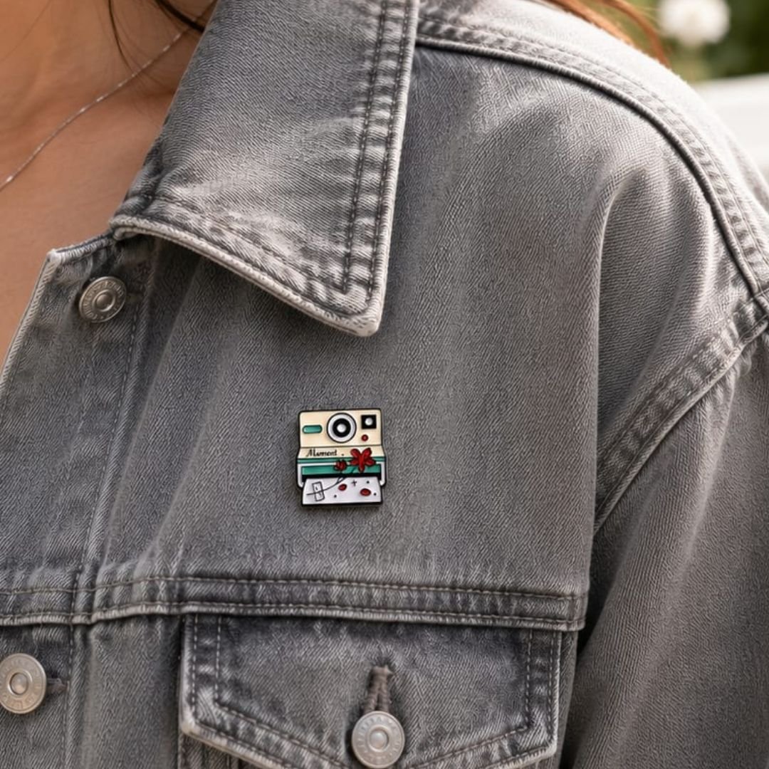Polaroid Camera Enamel Pin | Vintage Instant Camera Lapel Pin | Cute Photography Badge Brooch - Image 3