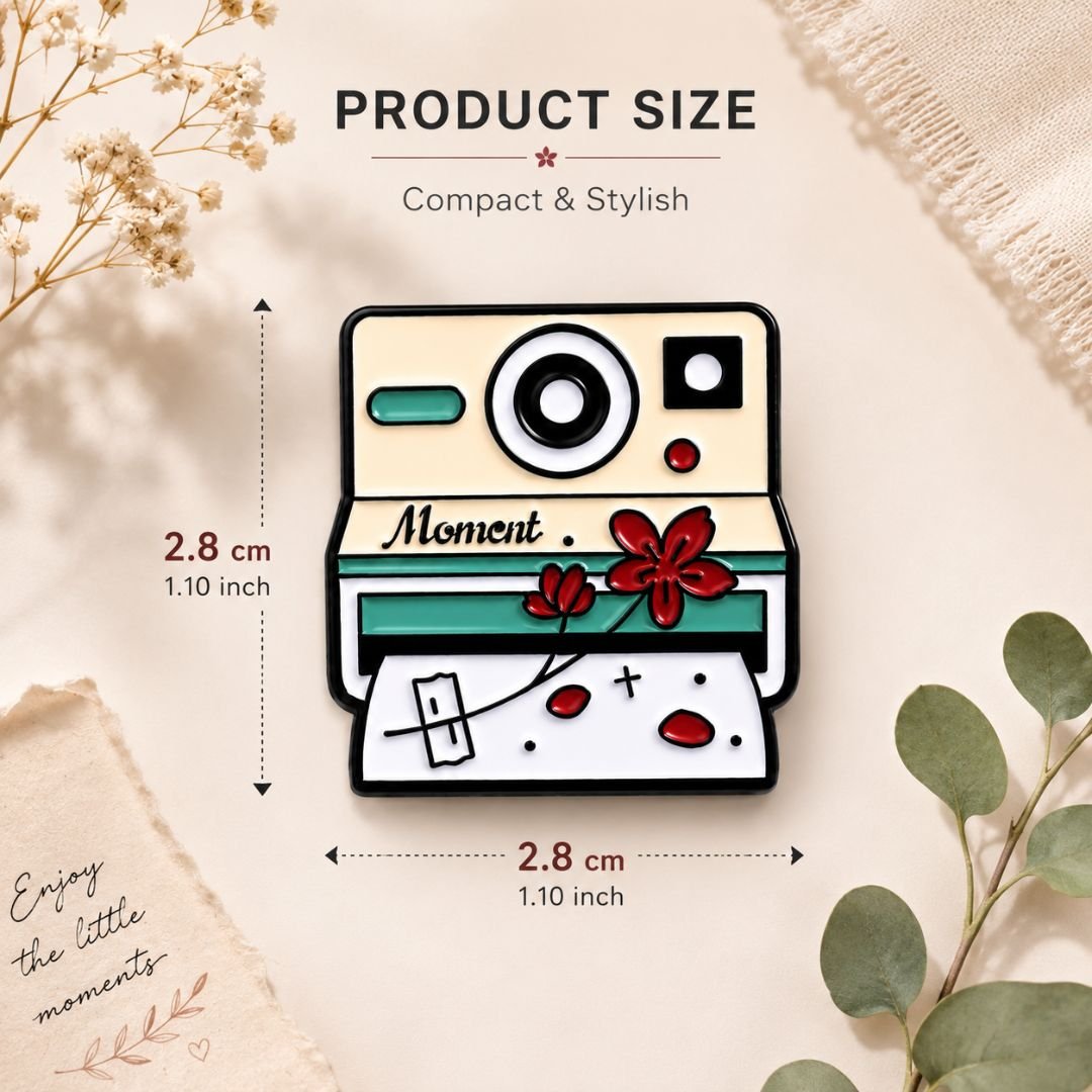 Polaroid Camera Enamel Pin | Vintage Instant Camera Lapel Pin | Cute Photography Badge Brooch - Image 4