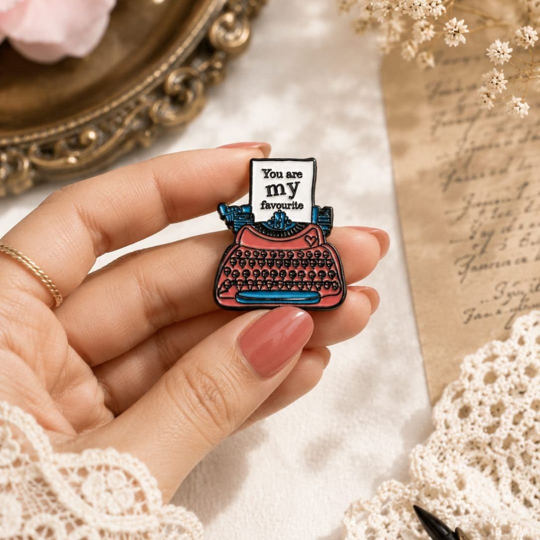 You Are My Favourite Typewriter Enamel Lapel Pin | Vintage Love Quote Metal Brooch Badge | Premium Hard Enamel Pin for Jackets, Bags & Backpacks - Image 3