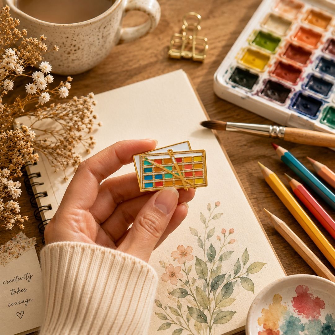 Artist Watercolour Palette Enamel Lapel Pin | Creative Badge - Image 4