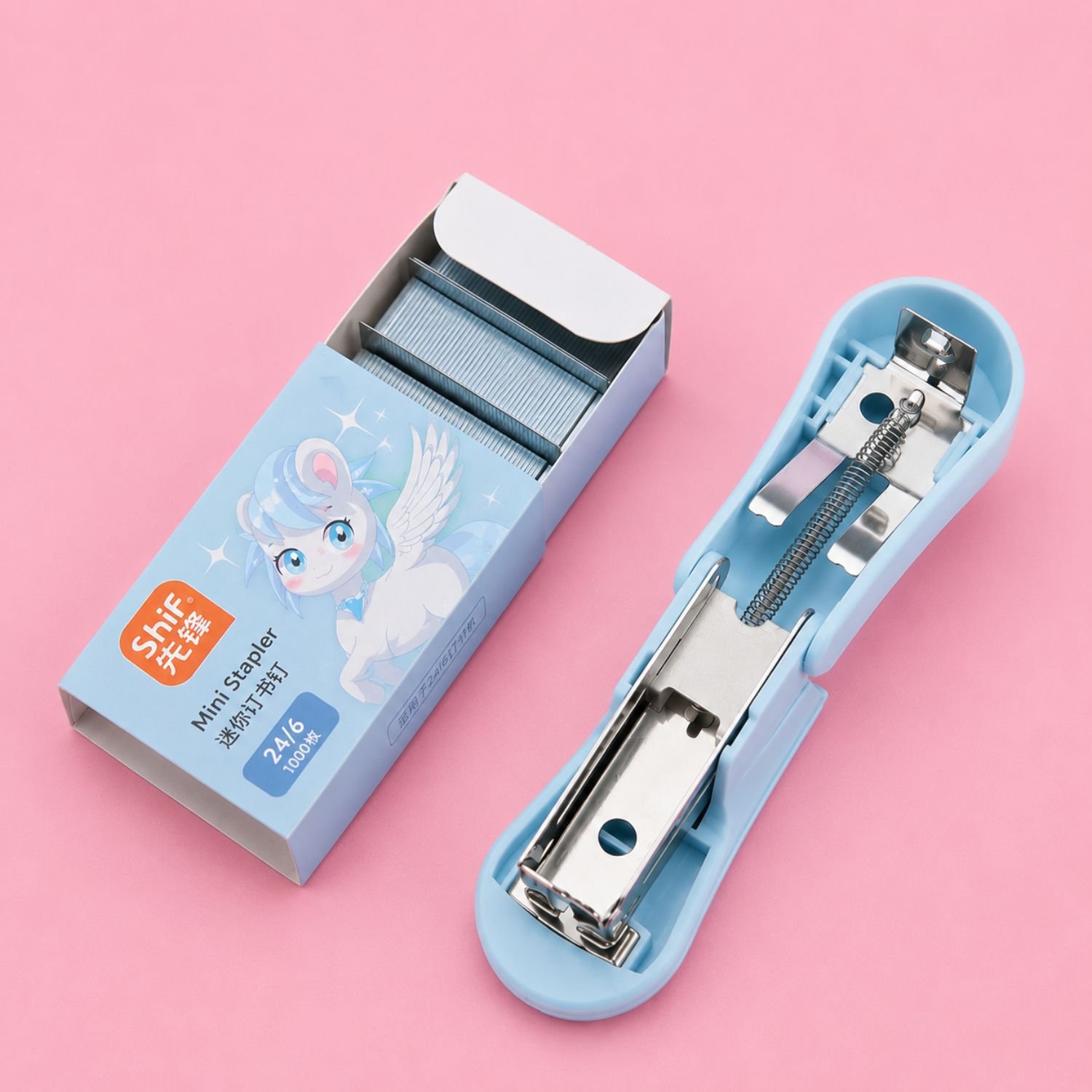 Blue Unicorn Mini Stapler with Staples | Cute Desk Stapler Set - Image 3