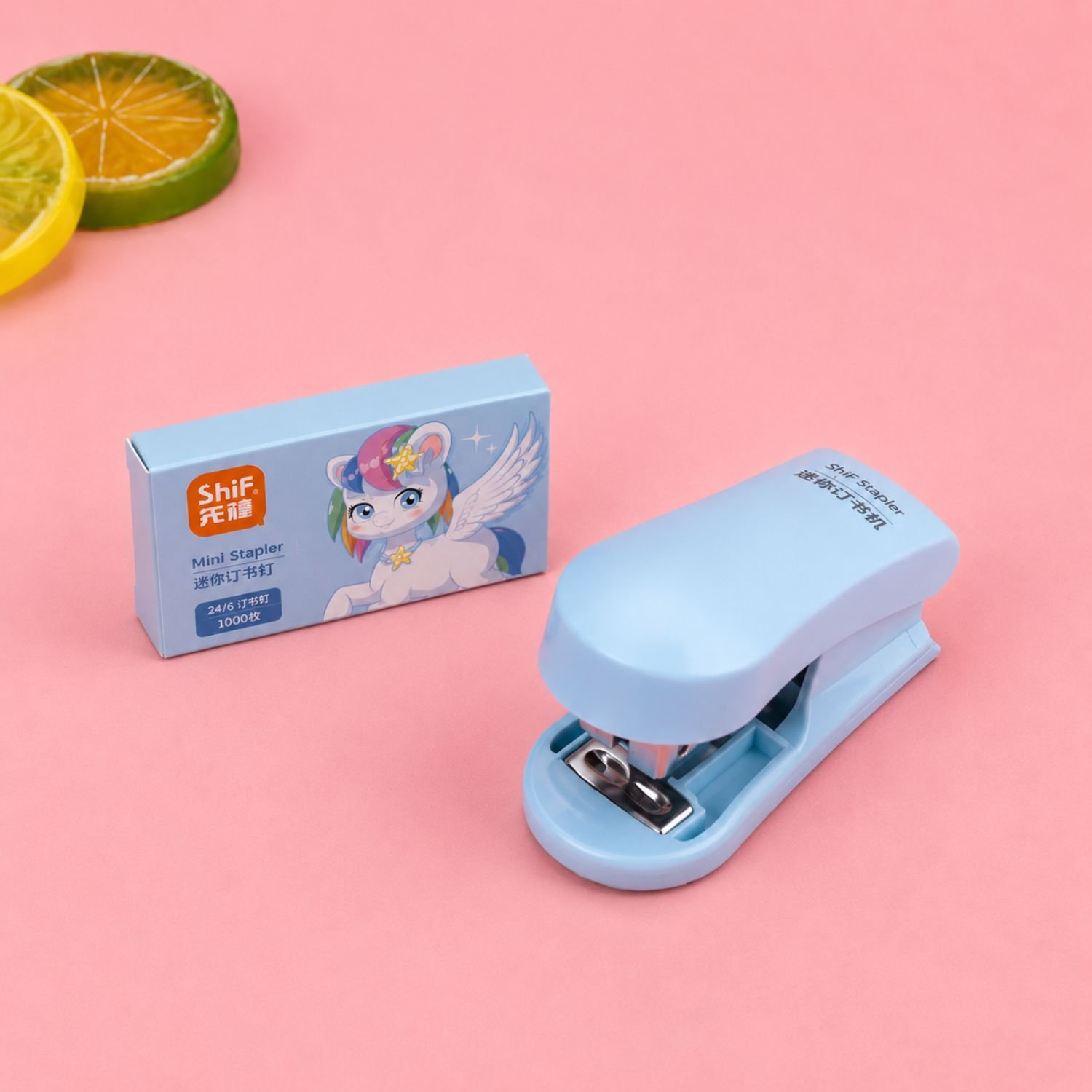 Blue Unicorn Mini Stapler with Staples | Cute Desk Stapler Set - Image 2