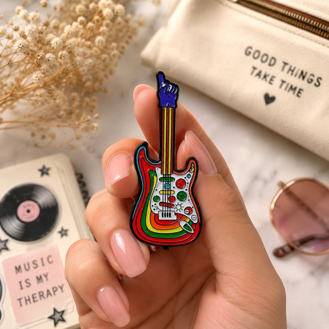 Colourful Guitar Enamel Pin music lapel pin