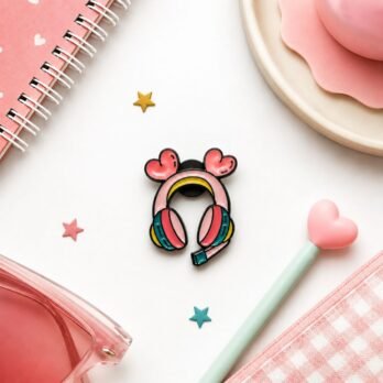 Sweet Heart Gaming Headset Enamel Pin | Cute Gamer Lapel Brooch