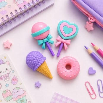 DIY Dessert Erasers Set of 4 – Lollipop & Ice Cream Cone