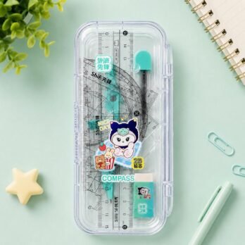 Kawaii Mint Green Geometry Set with Compass – Set of 7