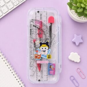 Kawaii pink geometry set with compass set of 7