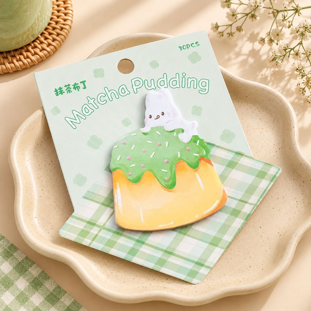 Matcha pudding sticky notes cute dessert design
