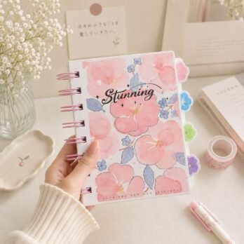 Mini Spiral Diary Pink Floral Notebook – 80 Sheets