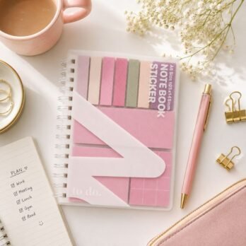 Pink Notebook Sticker Set with Sticky Notes & Writing Sheets