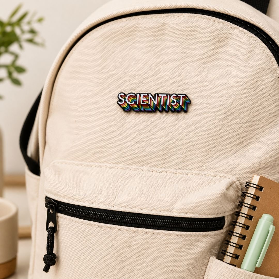 Scientist Rainbow Enamel Pin | Colourful Science Lapel Pin - Image 2