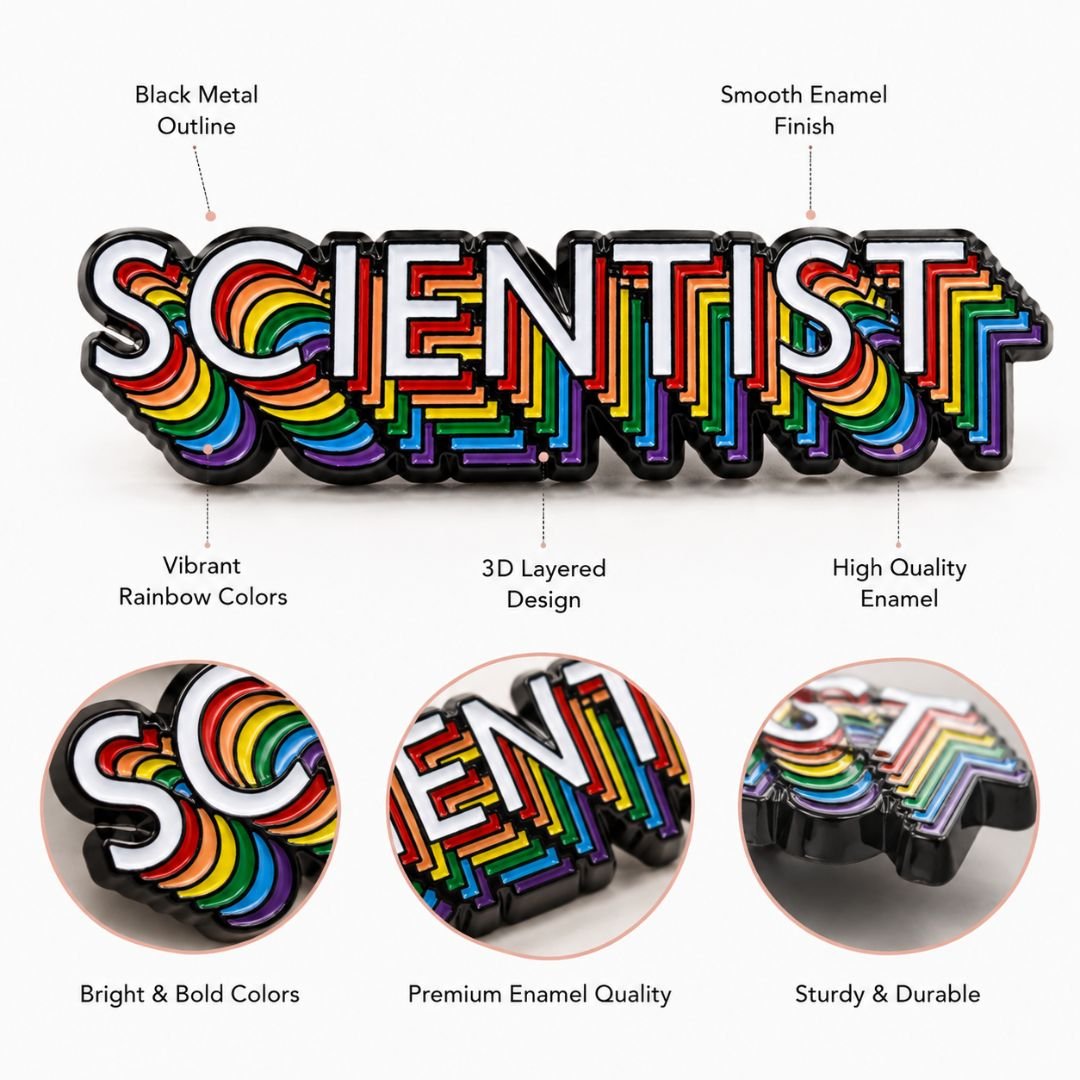 Scientist Rainbow Enamel Pin | Colourful Science Lapel Pin - Image 4