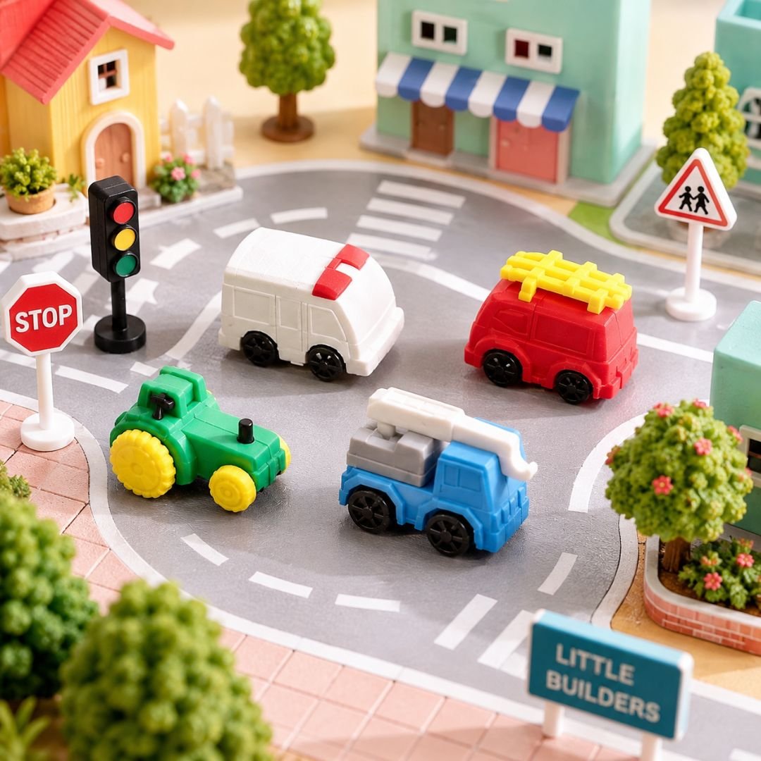 Traffic Erasers Set of 4 | Cute Vehicle Erasers for Kids, School & Stationery - Image 2