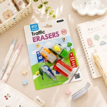 Traffic Vehicle Erasers Set | 4-Piece Construction & Rescue Vehicle Eraser Set
