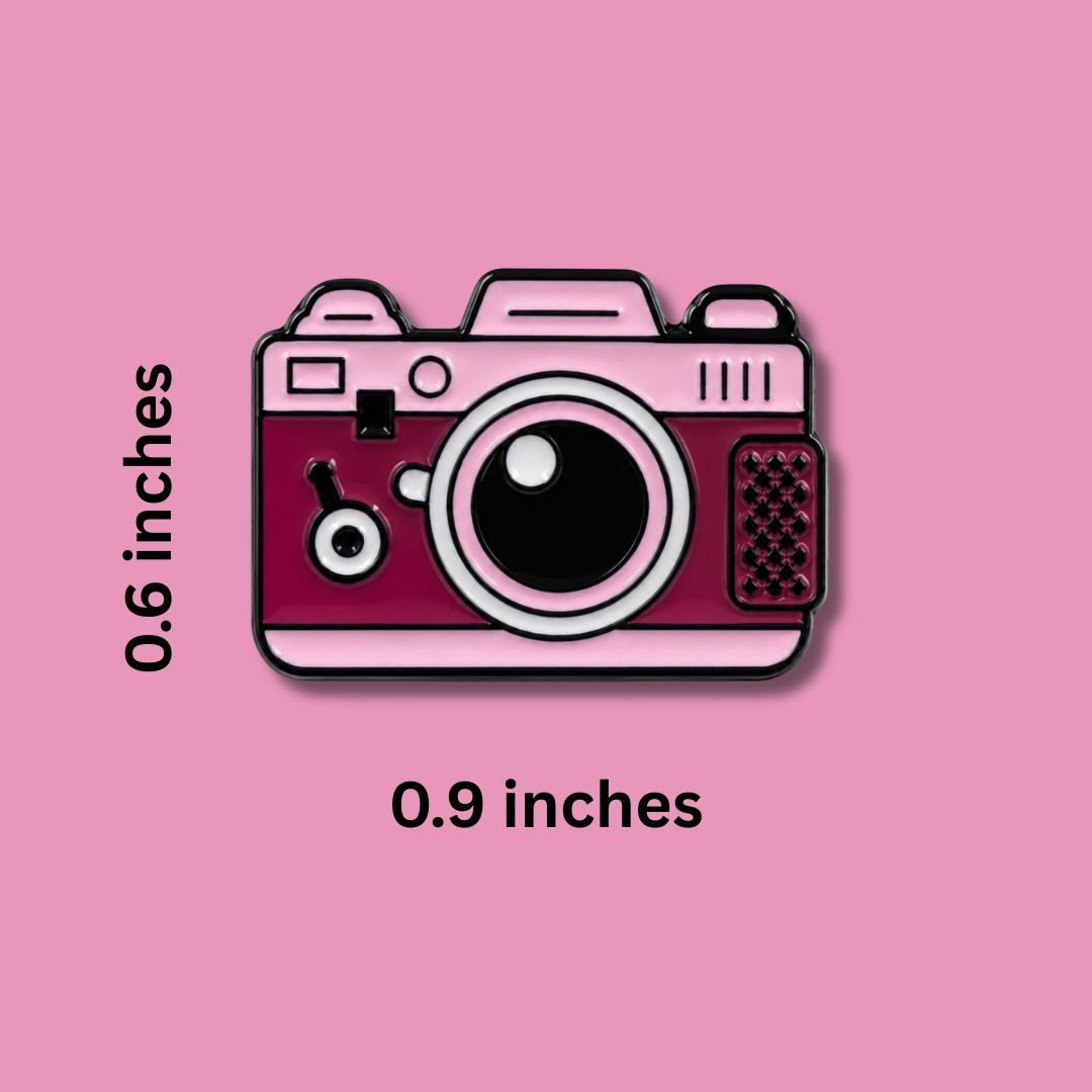 Vintage Pink Camera Enamel Lapel Pin | Cute Retro Camera Hard Enamel Pin - Image 3