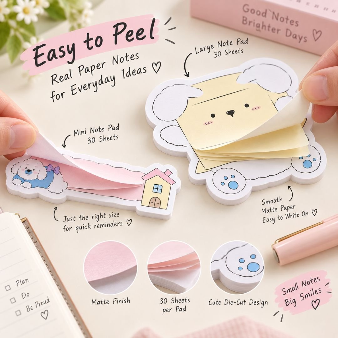 Cute Dog Sticky Notes Set – Puppy & House Designs - Image 3