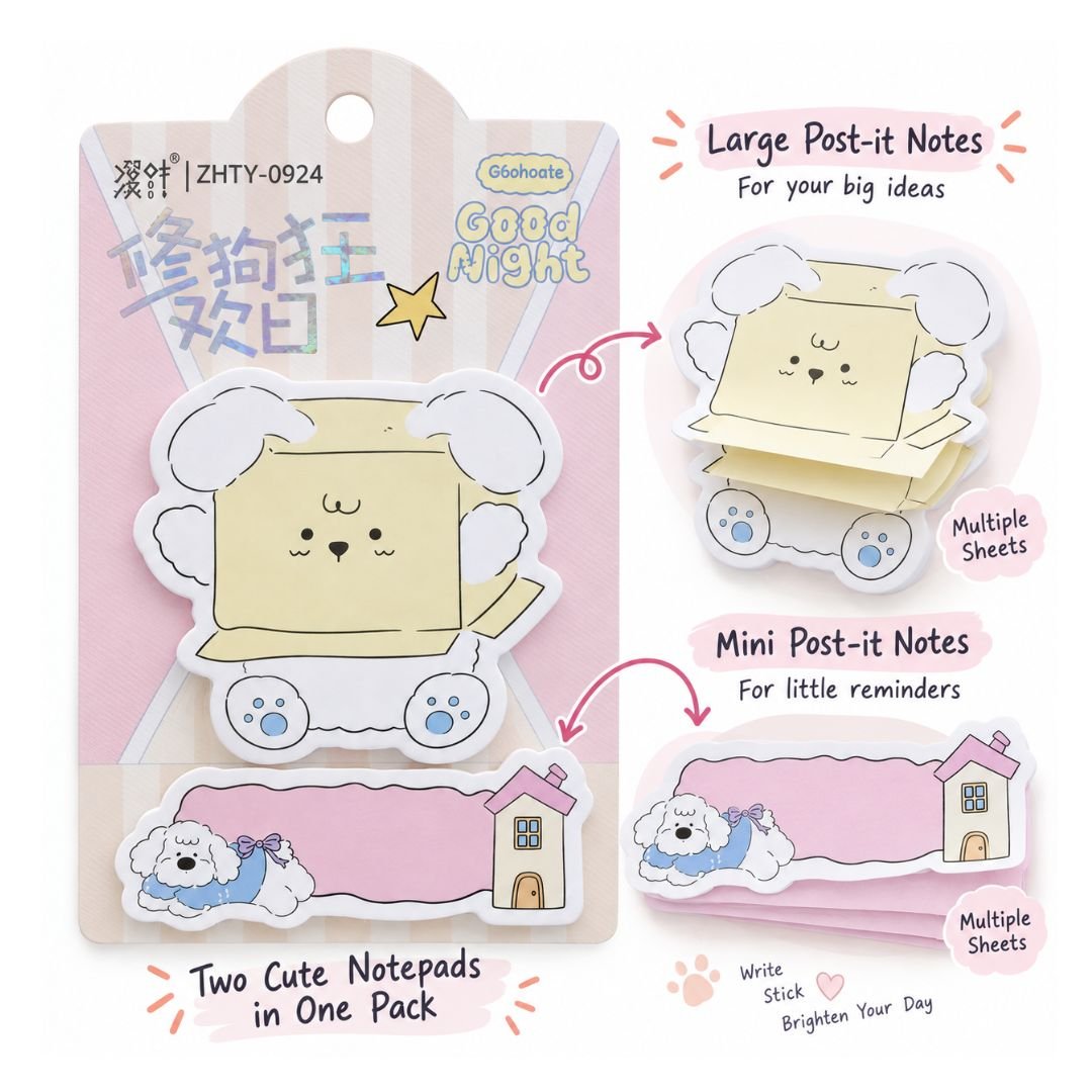 Cute Dog Sticky Notes Set – Puppy & House Designs - Image 2
