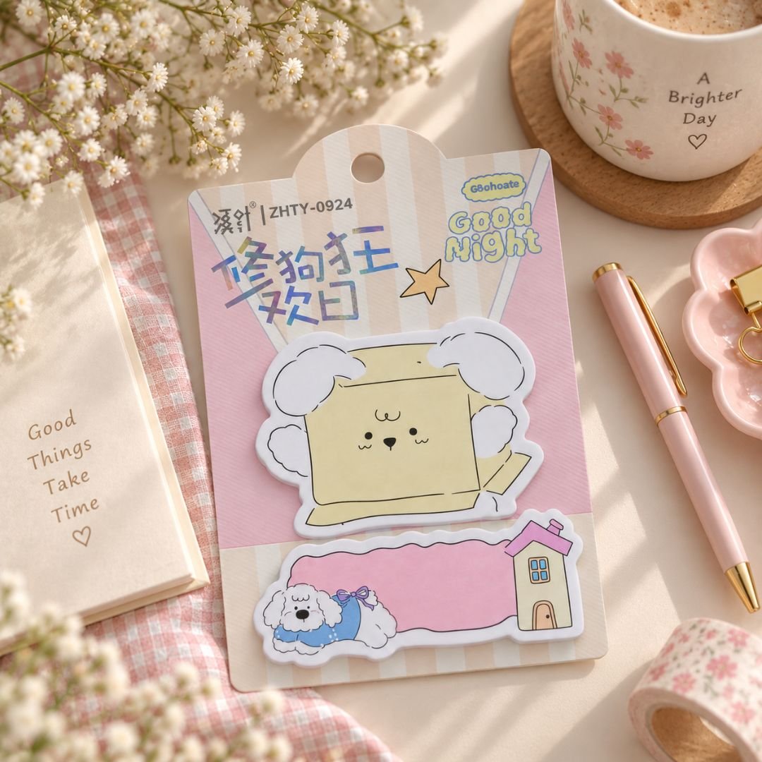 Cute dog sticky notes with puppy and house designs