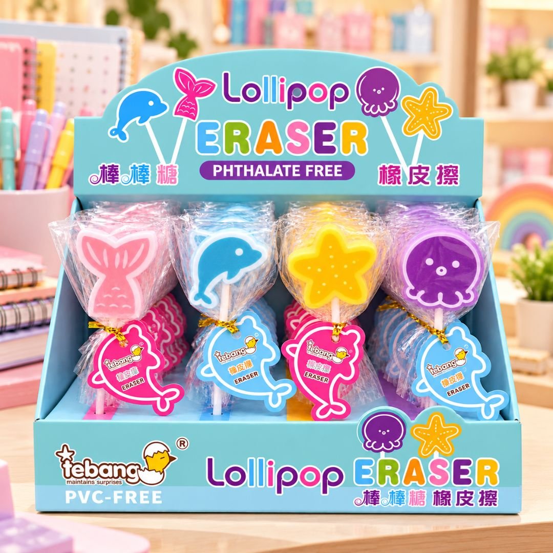 Sea Creatures Lollipop Erasers Set of 4 – Assorted Designs - Image 2