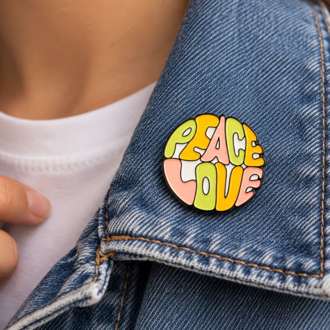 Peace Love Enamel Pin – Colourful Motivational Lapel Pin - Image 5