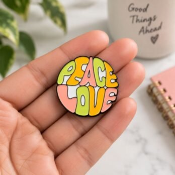 Peace Love Enamel Pin – Colourful Motivational Lapel Pin