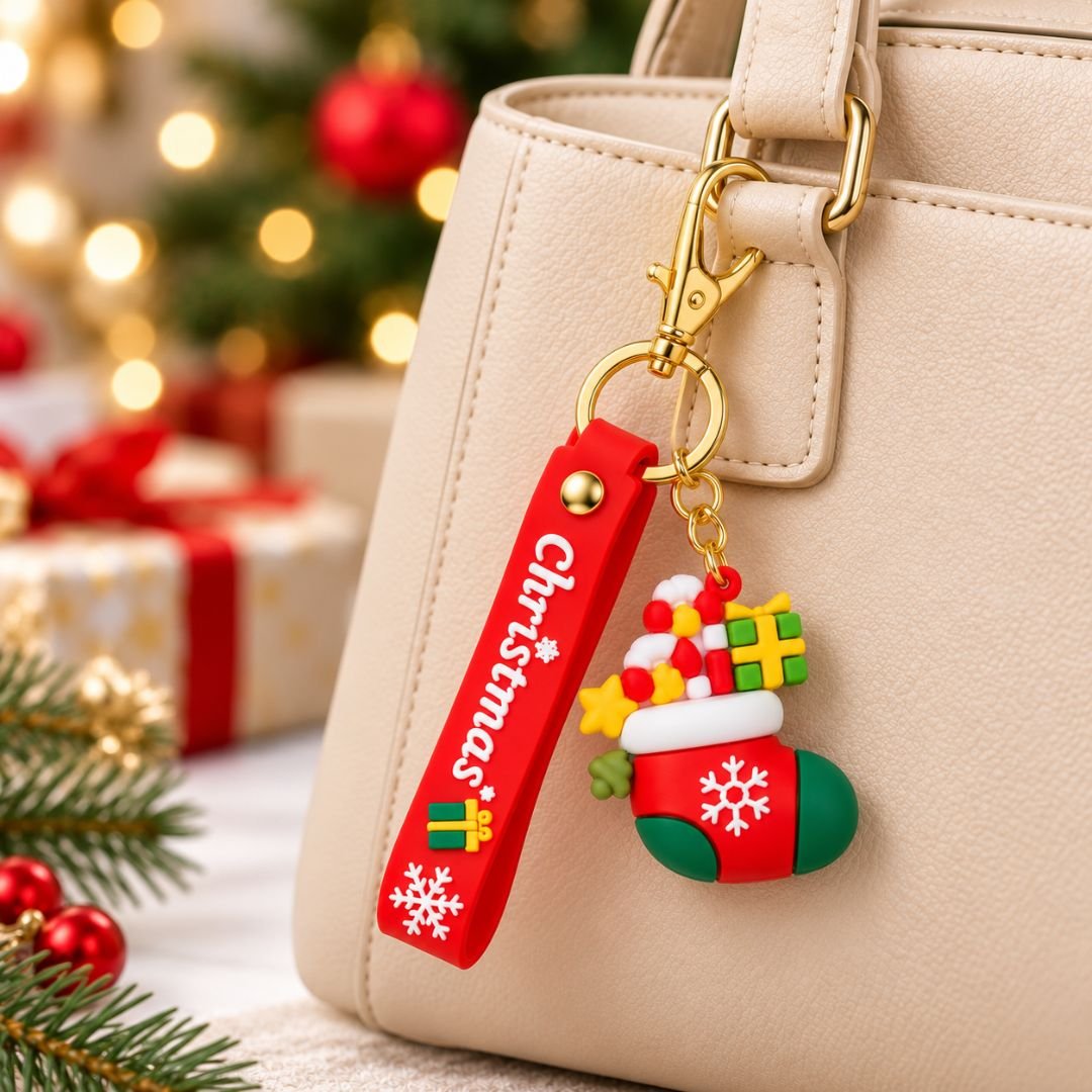 Christmas stocking charm bag charm / keychain