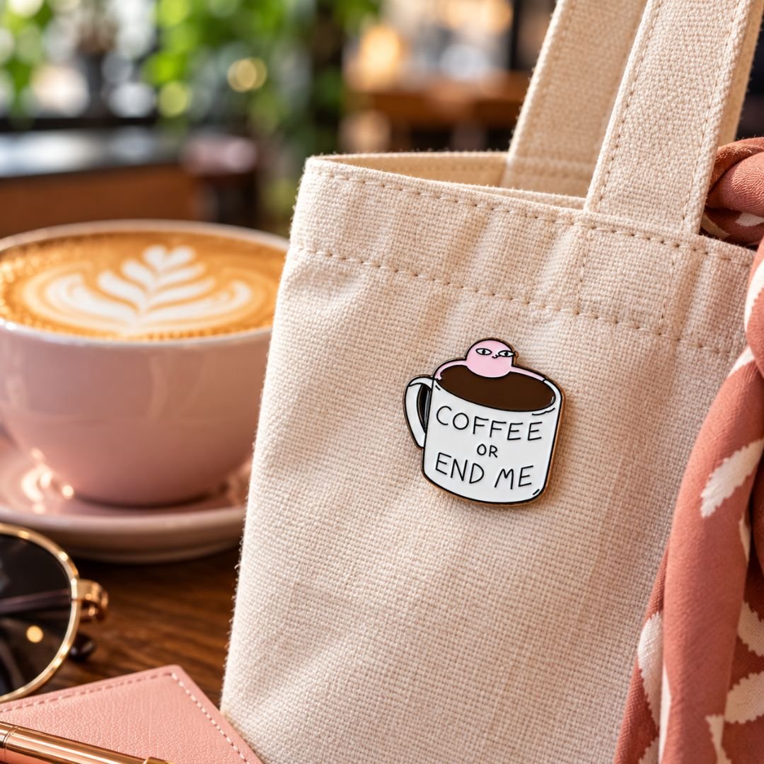 Coffee or End Me Enamel Pin – Funny Coffee Cup Pin for Coffee Lovers - Image 4