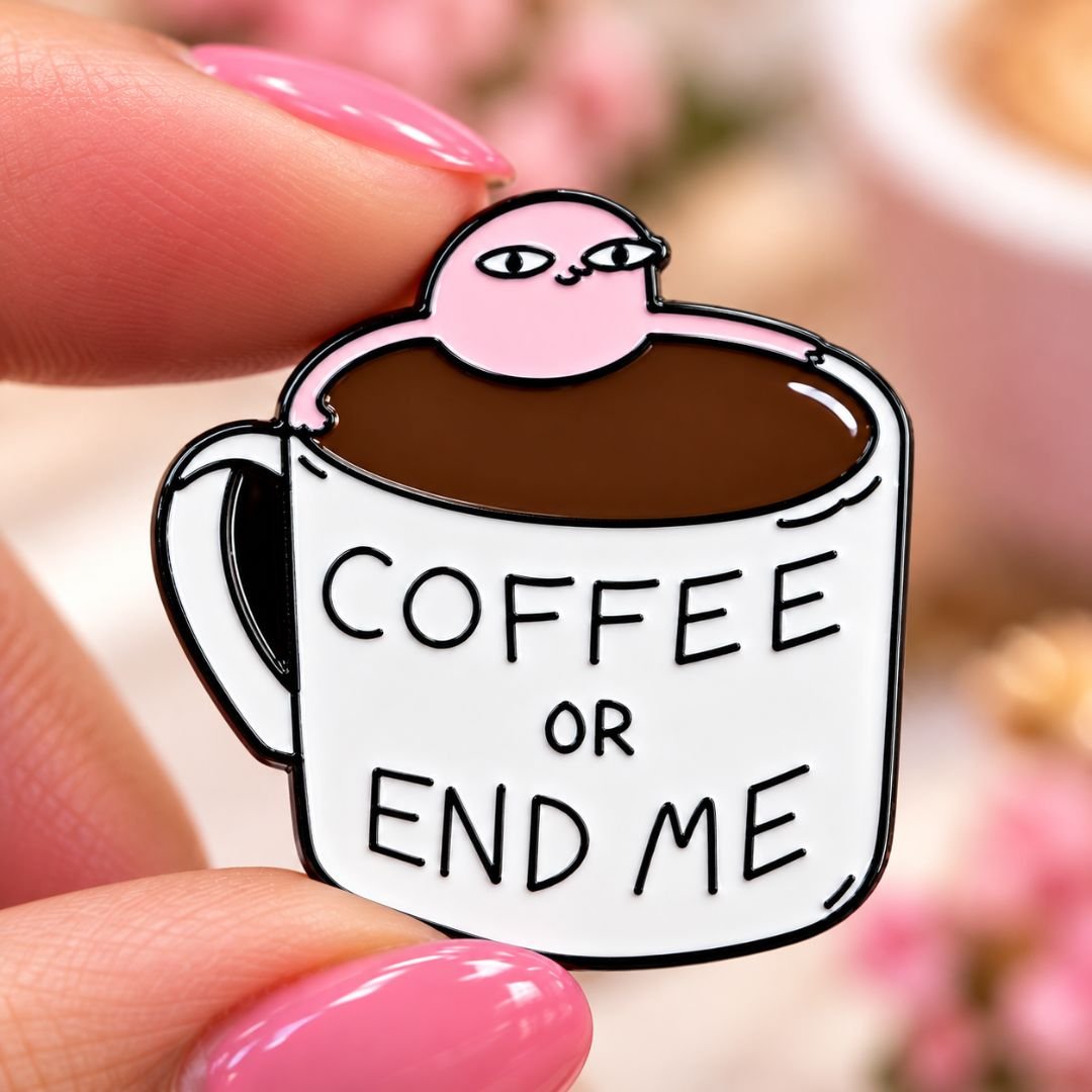 Coffee or End Me Enamel Pin – Funny Coffee Cup Pin for Coffee Lovers - Image 3