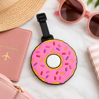 Pink Donut Silicone Luggage Tag – Cute Sprinkle Doughnut Travel Tag