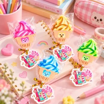 Ice Cream Cupcake Lollipop Erasers Set of 4 – Cute Assorted Designs