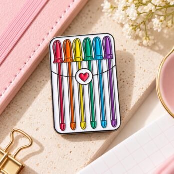 Rainbow Gel Pens Lapel Pin – Colourful Stationery Enamel Pin