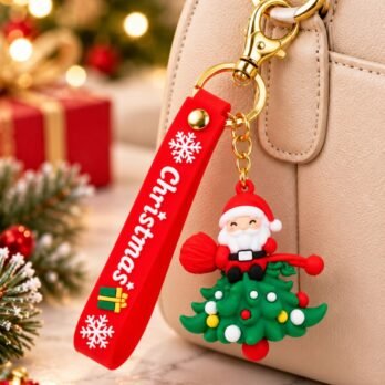 Christmas Stocking Charm Keychain with Festive Wrist Strap (Copy)