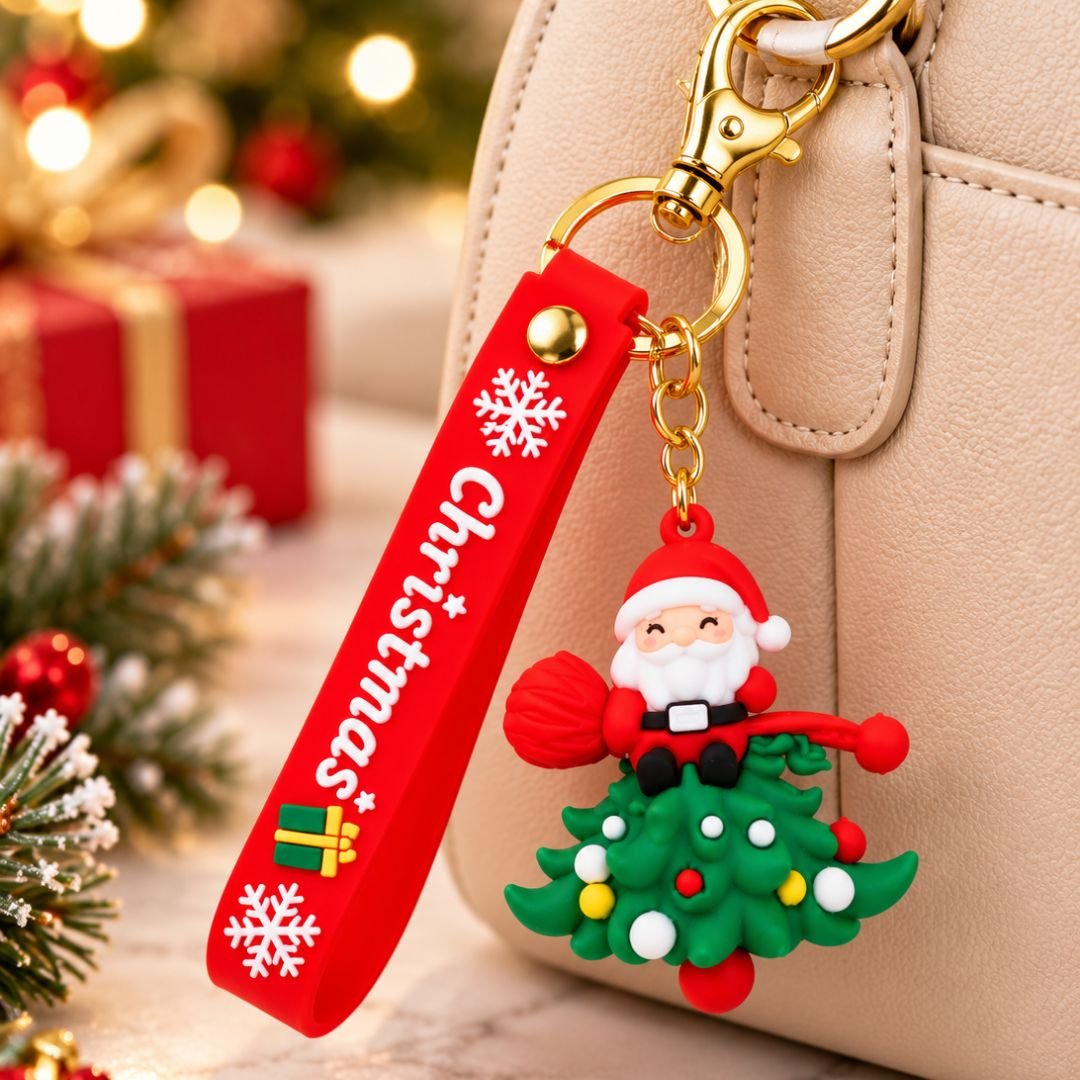 Silicone Christmas Charm Keychain
